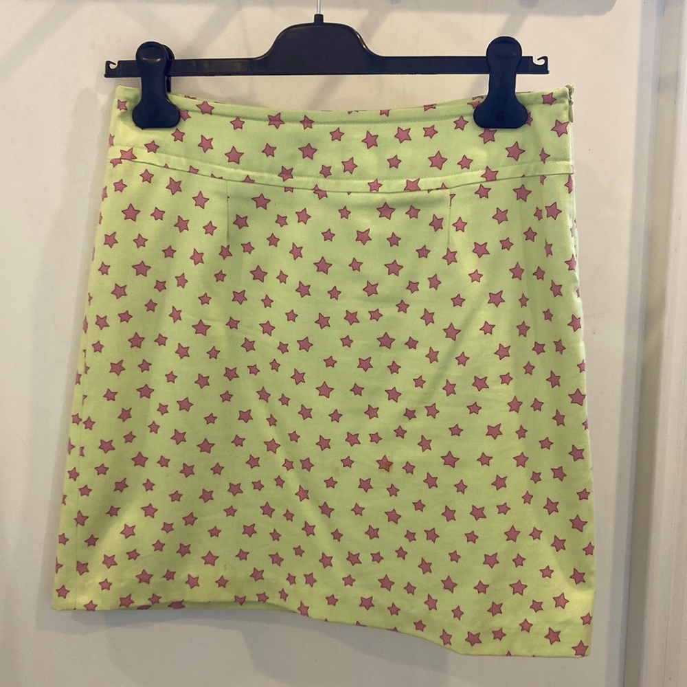 Skirtin Around Green & Pink Star Print Mini Skirt